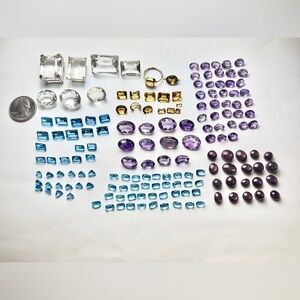 Gemstone Crystal Quartz Amethyst Blue Topaz Citrine Ruby LOT